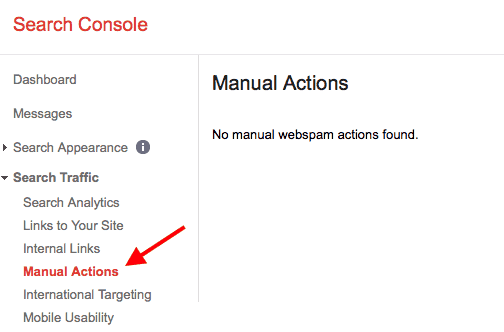 بخش Manual Actions کنسول جستجوی گوگل